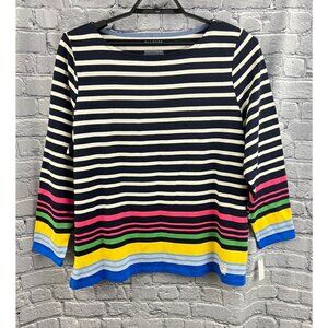 Talbots Womens Multicolor Striped Boatneck Cotton Top Size 2X NWT